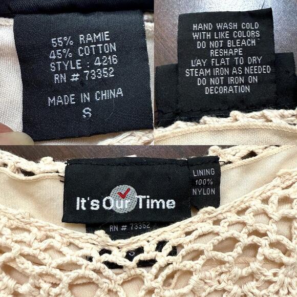 Y2K Crochet Open Weave Tank Top Scalloped Hem Boho Fairycore VTG Festival Chic S - Picture 7 of 14